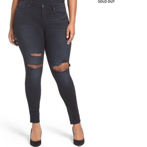 Good American High Rise Ripped Skinny Jeans Sz 30